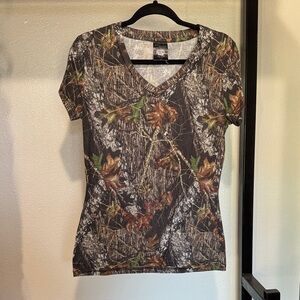 V-Neck Short Sleeve Camo Tee